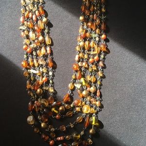 Multilayered beaded necklace w/ matching earrings